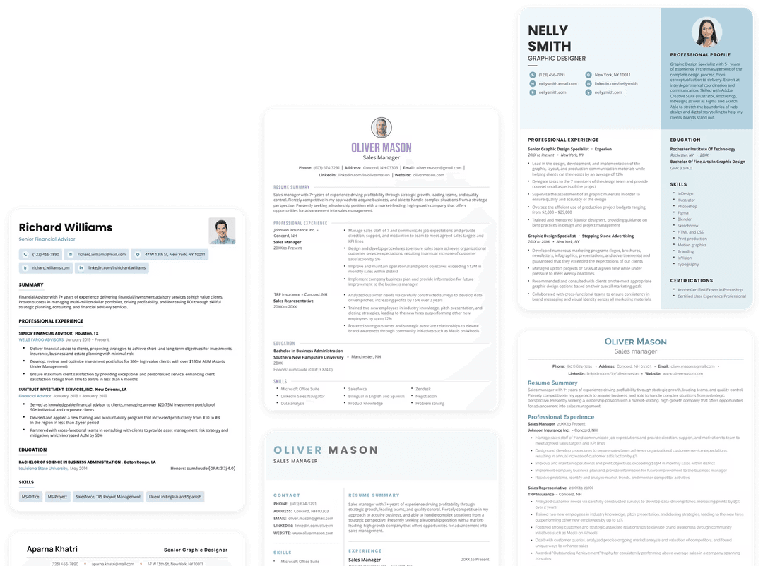 Resume templates preview