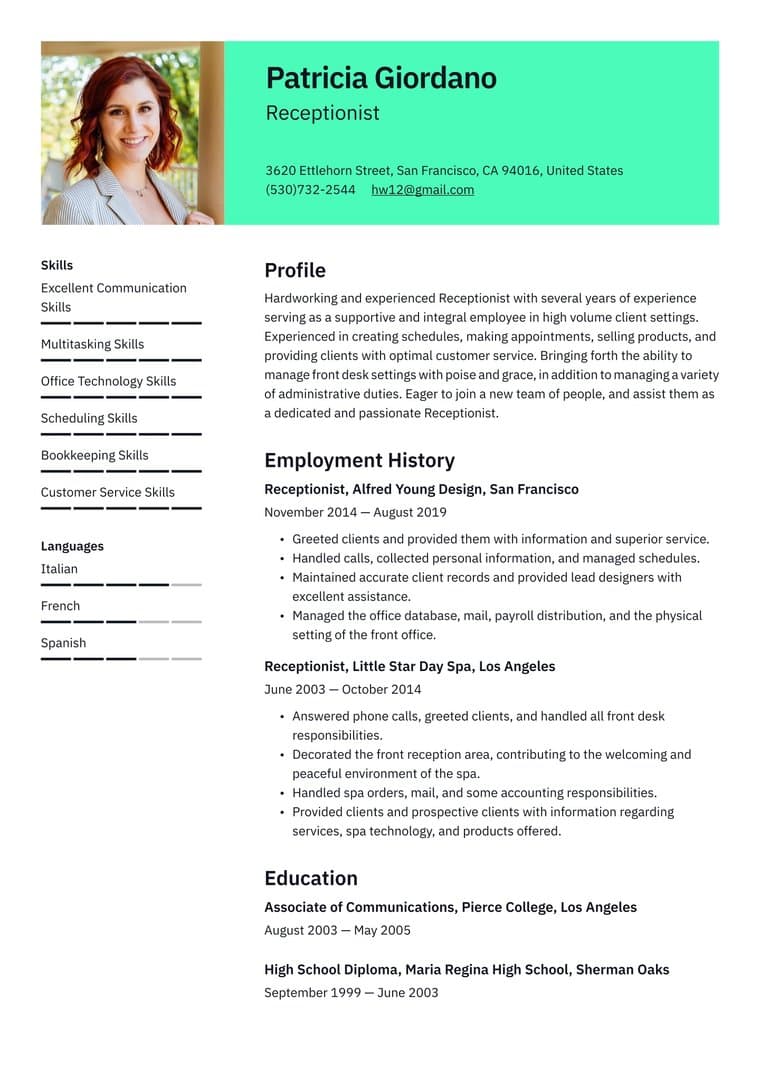 Resume template sample