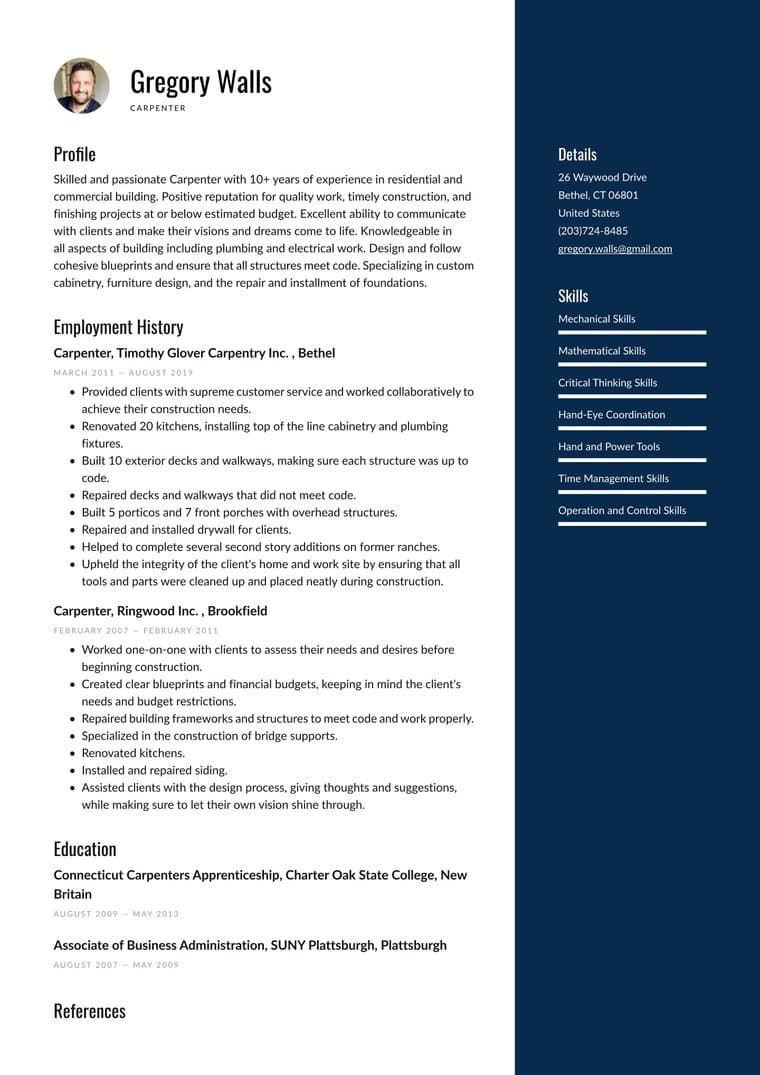 Resume template sample