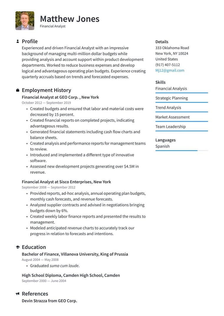 Resume template sample