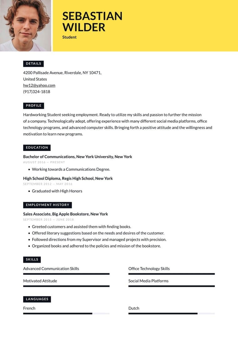 Resume template sample