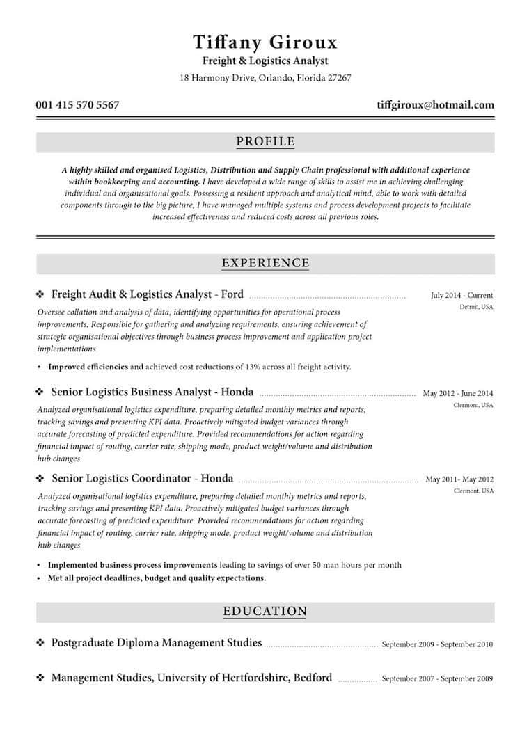 Resume template sample
