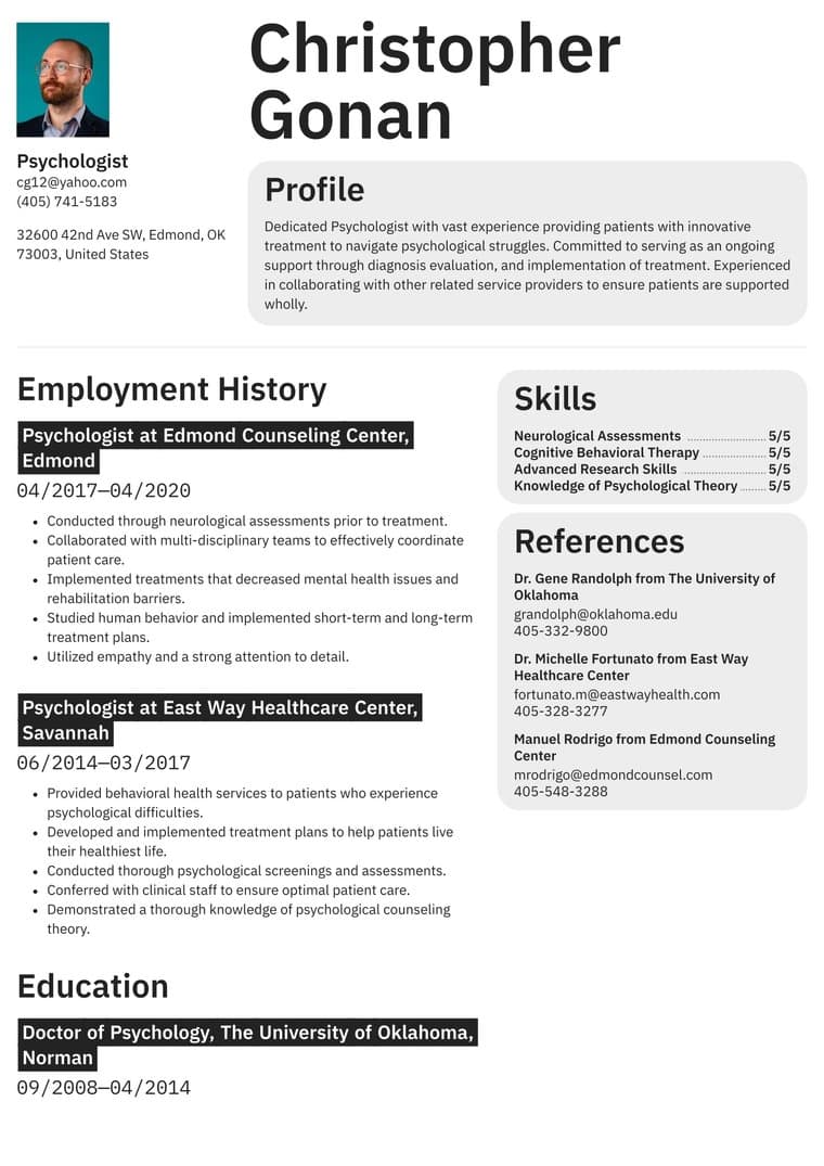 Resume template sample