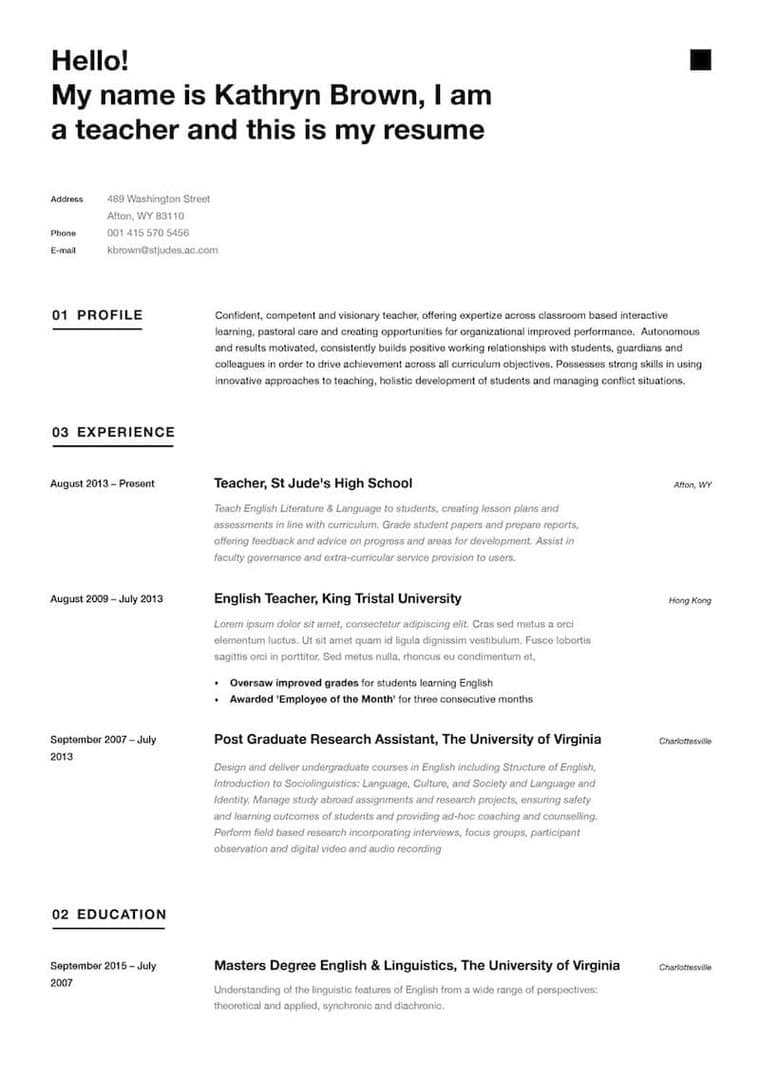 Resume template sample