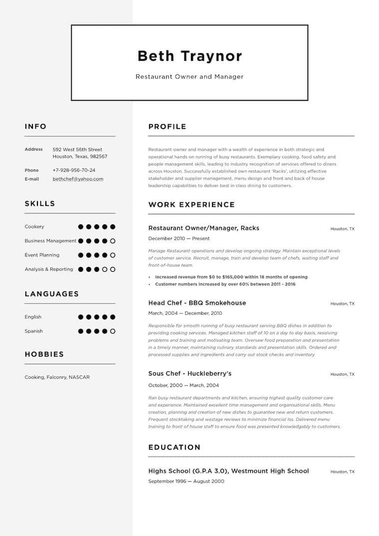 Resume template sample