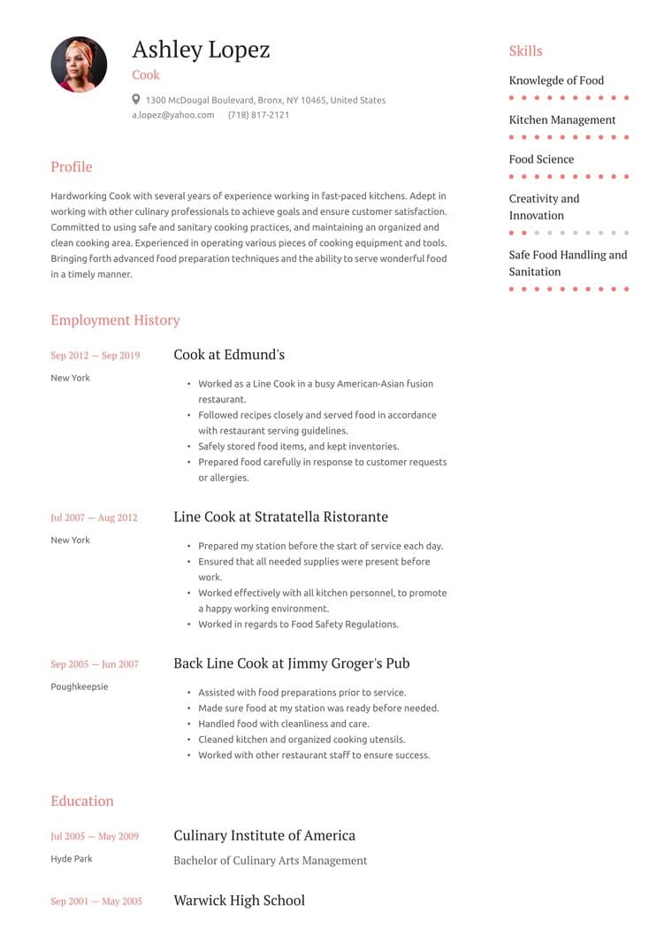 Resume template sample