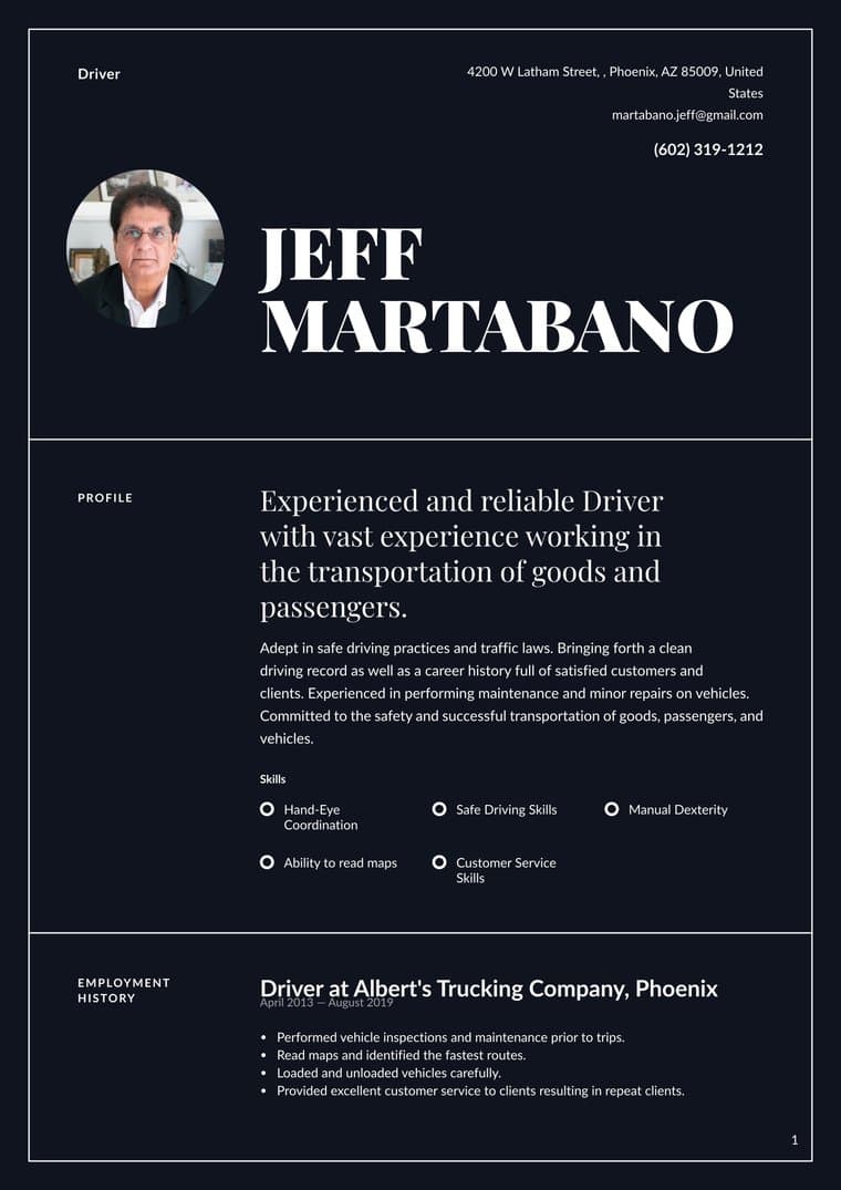 Resume template sample