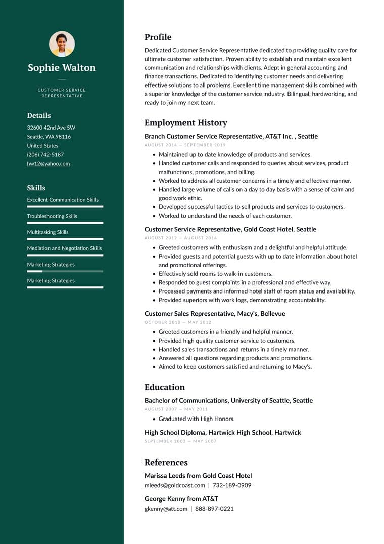 Resume template sample