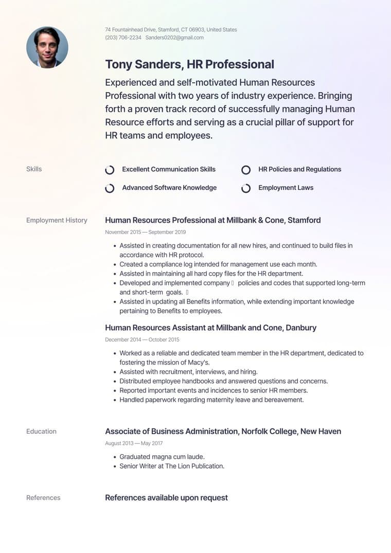 Resume template sample