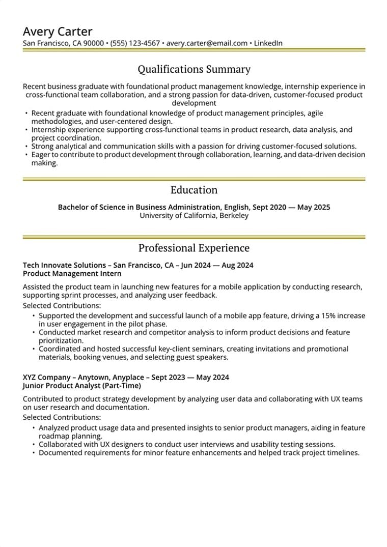 Resume template sample