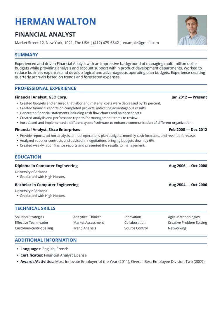 Resume template sample