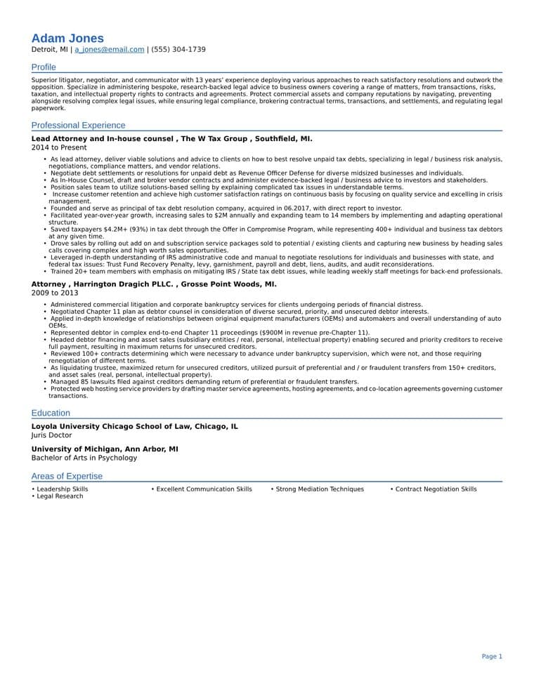 Resume template sample
