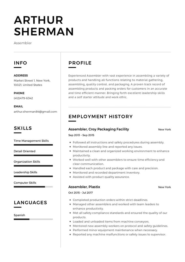 Resume template sample